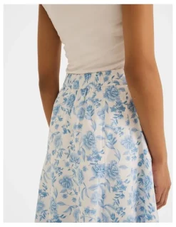 Review Charlotte Floral Midi Skirt in Ivory