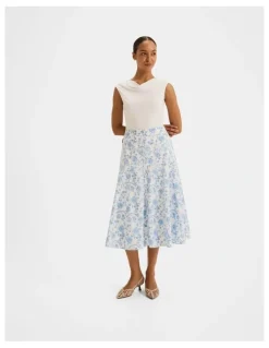 Review Charlotte Floral Midi Skirt in Ivory