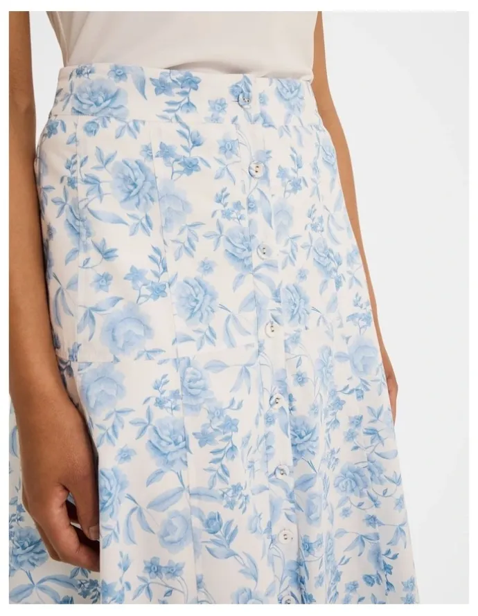 Review Charlotte Floral Midi Skirt in Ivory