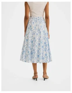 Review Charlotte Floral Midi Skirt in Ivory