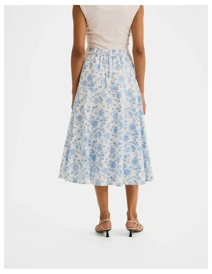 Review Charlotte Floral Midi Skirt in Ivory