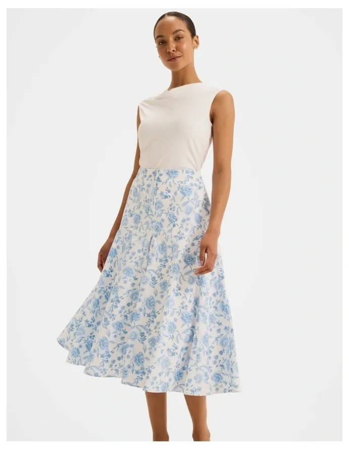 Review Charlotte Floral Midi Skirt in Ivory
