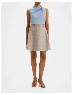 Review Devon Check Mini Skirt in Grey