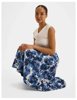 Review Elizabeth Floral Midi Skirt in Ivory