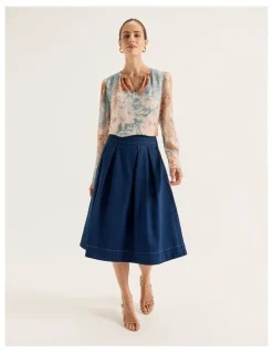 Review Giverny Denim Skirt in Mid Blue Wash