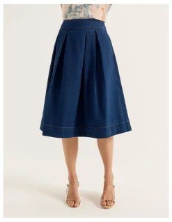 Review Giverny Denim Skirt in Mid Blue Wash