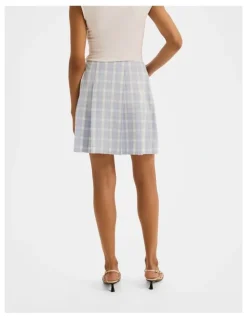 Review Grace Check Mini Skirt in Sky Blue