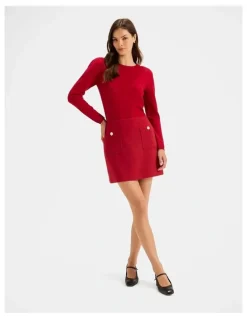 Review Ingrid Mini Skirt in Rouge