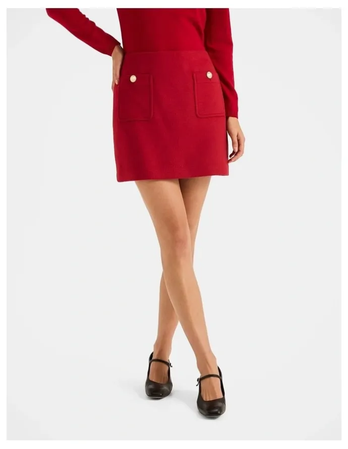 Review Ingrid Mini Skirt in Rouge