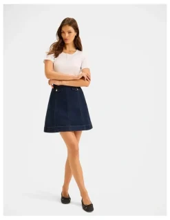 Review Isla Denim Mini Skirt in Deep Ocean Blue