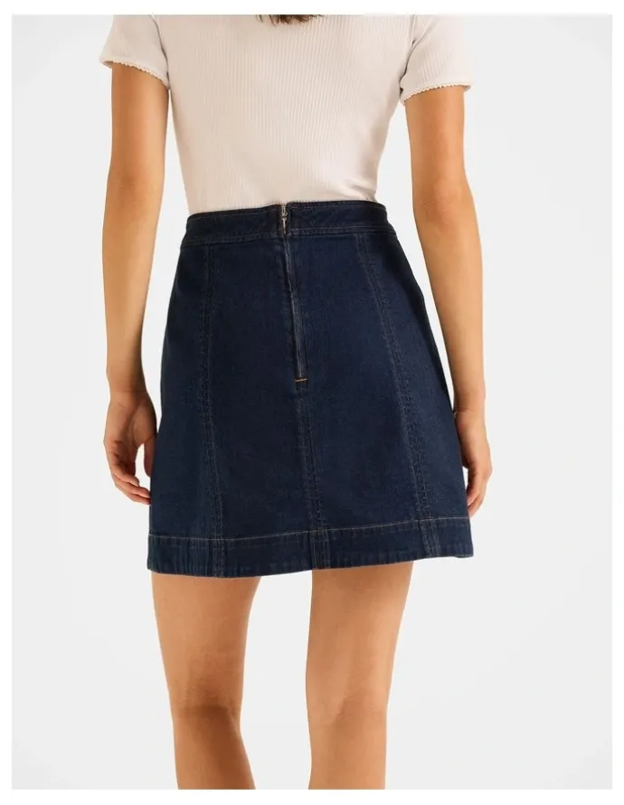 Review Isla Denim Mini Skirt in Deep Ocean Blue