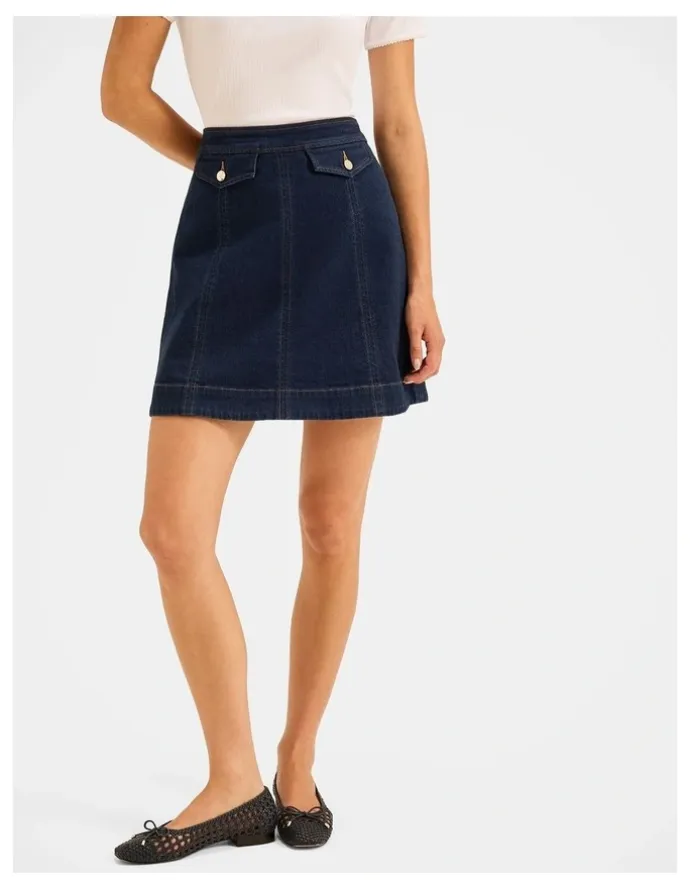 Review Isla Denim Mini Skirt in Deep Ocean Blue