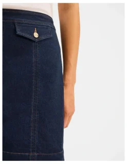 Review Isla Denim Mini Skirt in Deep Ocean Blue