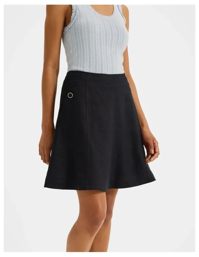 Review Jane Linen Mini Skirt in Ink