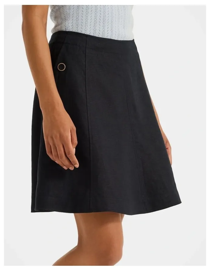 Review Jane Linen Mini Skirt in Ink