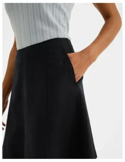 Review Jane Linen Mini Skirt in Ink