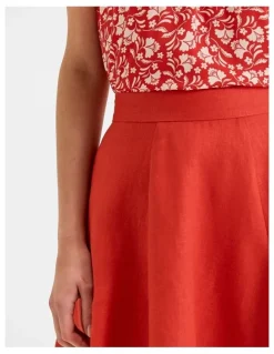 Review Norah Linen Mini Skirt in Hibiscus
