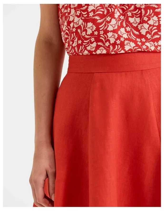Review Norah Linen Mini Skirt in Hibiscus