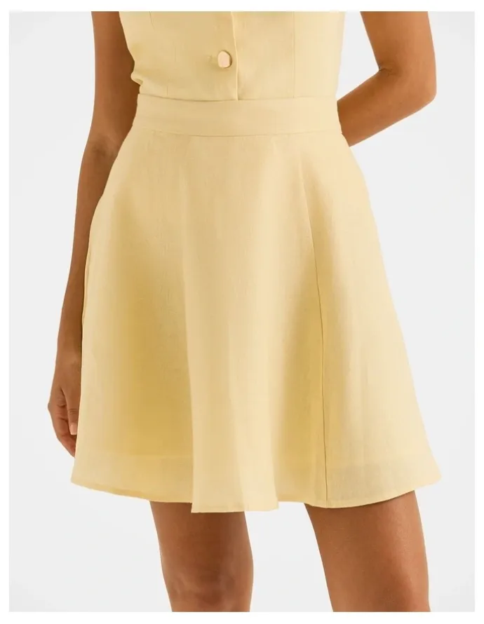Review Norah Linen Mini Skirt in Buttercup Yellow