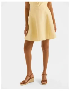 Review Norah Linen Mini Skirt in Buttercup Yellow