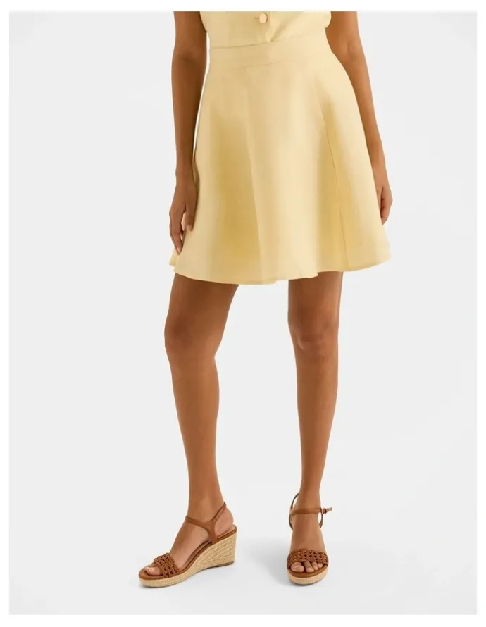 Review Norah Linen Mini Skirt in Buttercup Yellow
