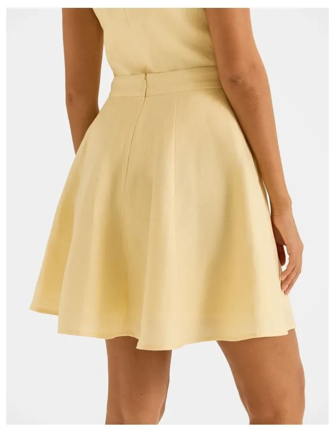 Review Norah Linen Mini Skirt in Buttercup Yellow