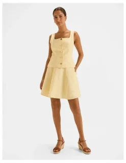 Review Norah Linen Mini Skirt in Buttercup Yellow
