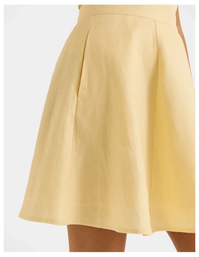 Review Norah Linen Mini Skirt in Buttercup Yellow