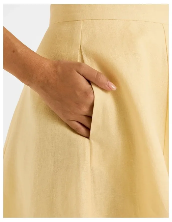 Review Norah Linen Mini Skirt in Buttercup Yellow