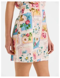 Review Postcards Mini Skirt in Ivory