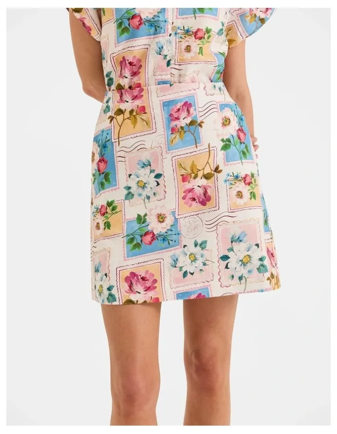 Review Postcards Mini Skirt in Ivory