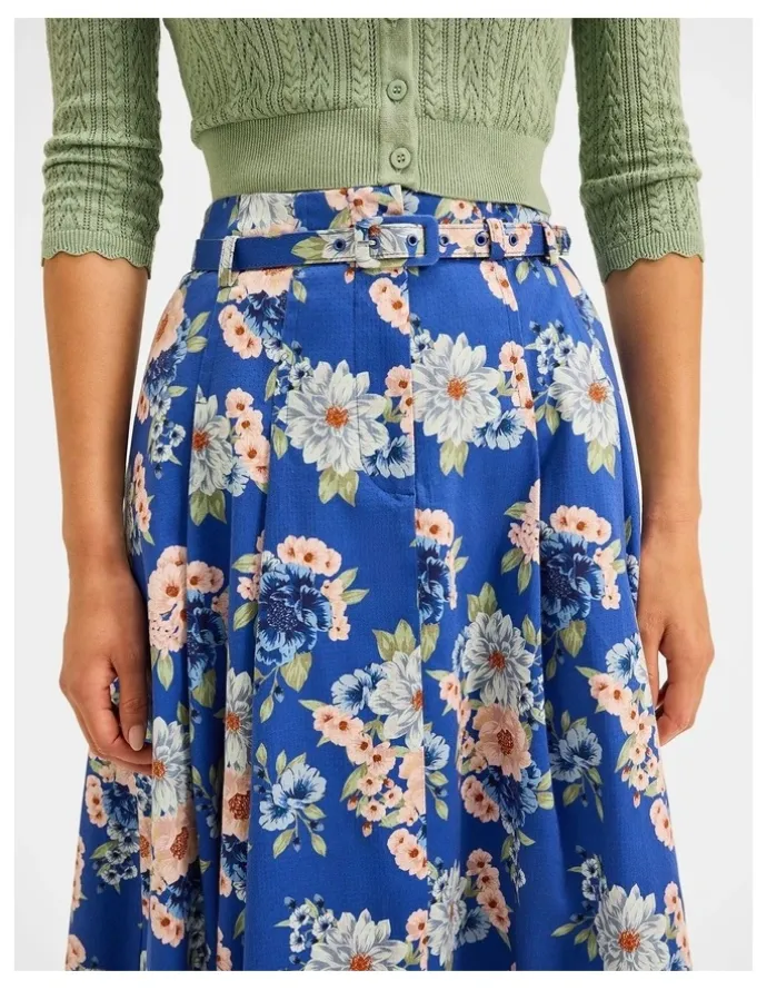 Review Saltbloom Midi Skirt in Sea Blue