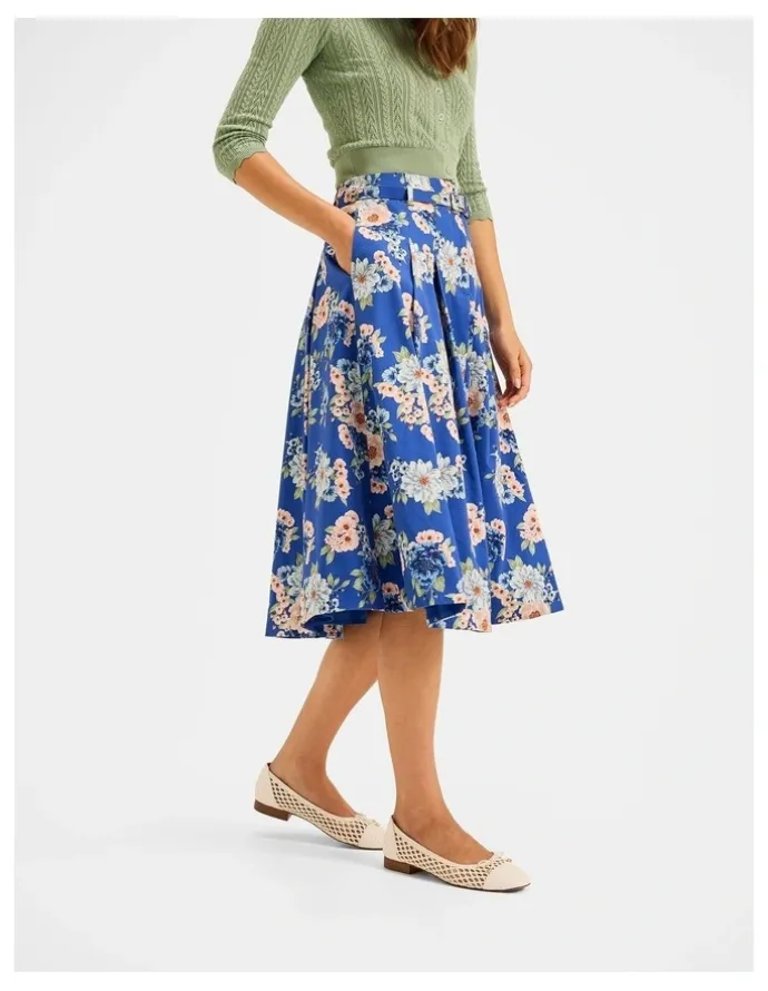Review Saltbloom Midi Skirt in Sea Blue