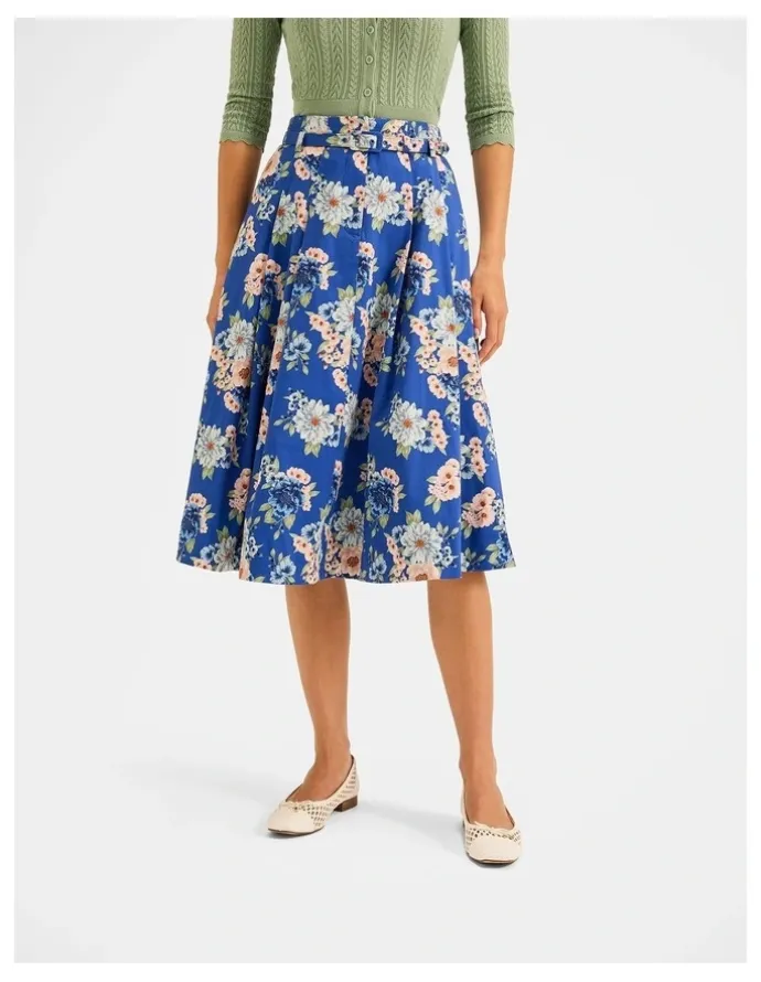 Review Saltbloom Midi Skirt in Sea Blue