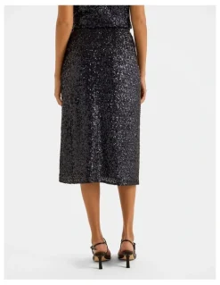 Review Sasha Sequin Pencil Skirt in Ink