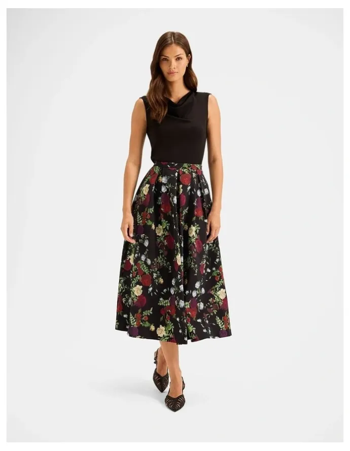 Review Soiree Midi Skirt in Black