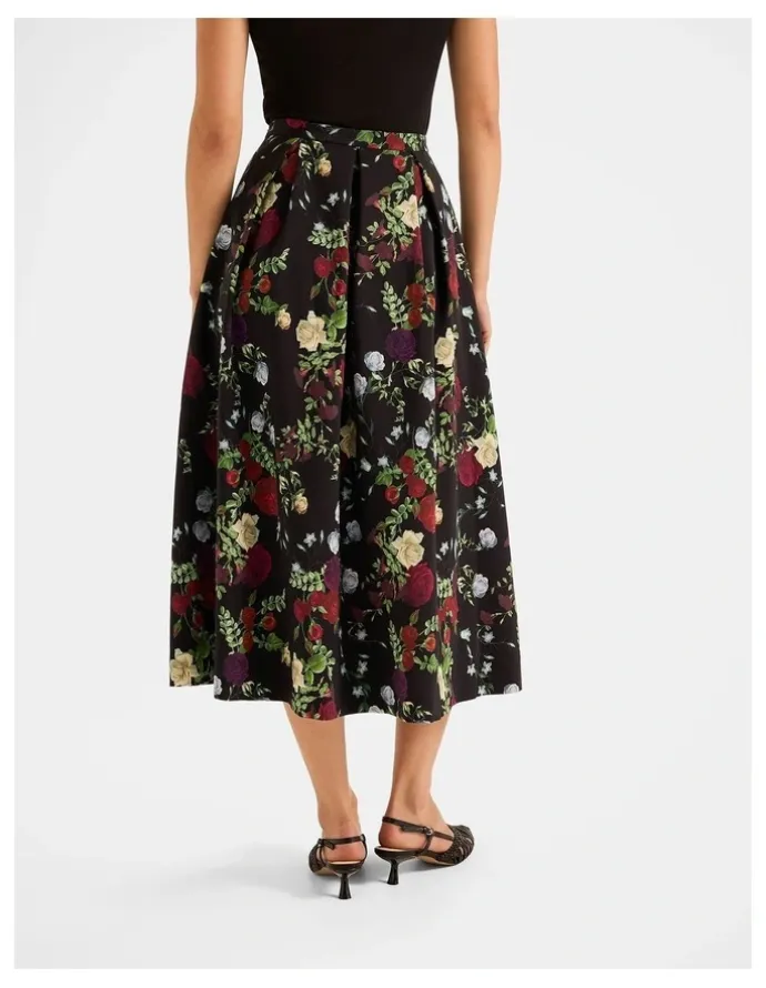 Review Soiree Midi Skirt in Black