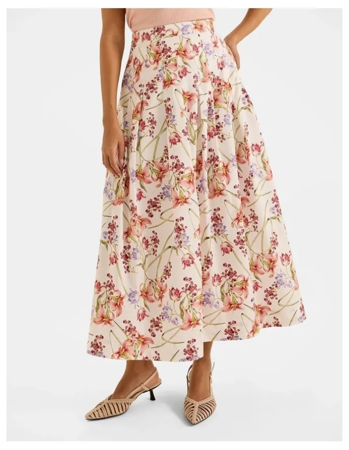 Review Tropics Maxi Skirt in Ivory