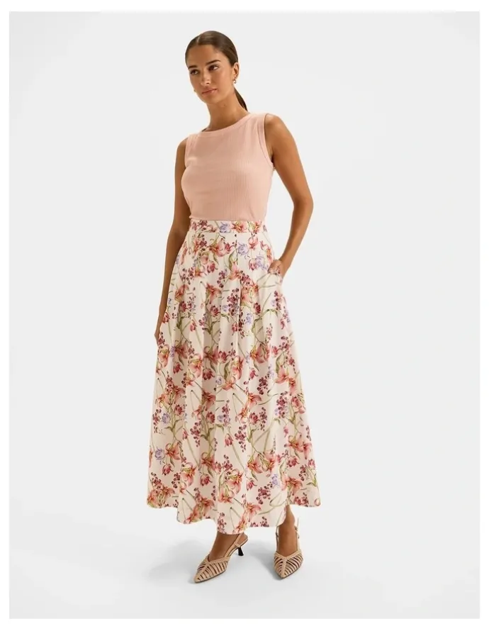 Review Tropics Maxi Skirt in Ivory