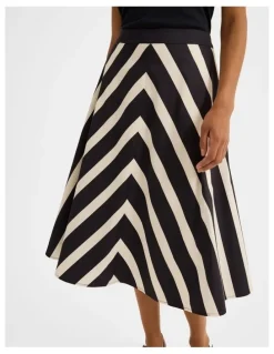 Review Umbrella Chevron Midi Skirt in Ink