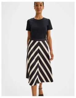 Review Umbrella Chevron Midi Skirt in Ink
