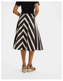 Review Umbrella Chevron Midi Skirt in Ink