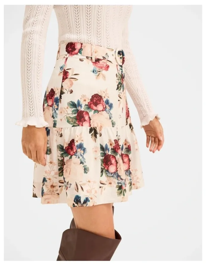 Review Winter Garden Mini Skirt in Ivory