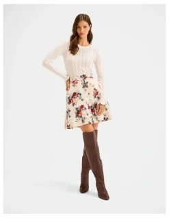 Review Winter Garden Mini Skirt in Ivory