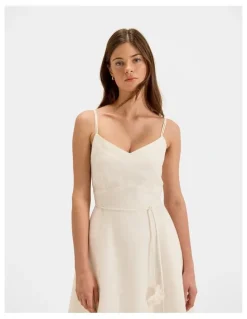 Review Aelia Linen Sun Dress in Ivory
