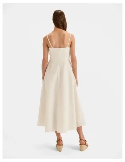 Review Aelia Linen Sun Dress in Ivory