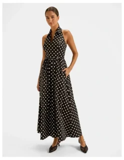 Review Ava Spot Maxi Dress in Black