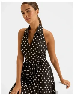 Review Ava Spot Maxi Dress in Black