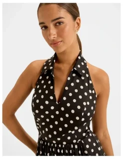Review Ava Spot Maxi Dress in Black