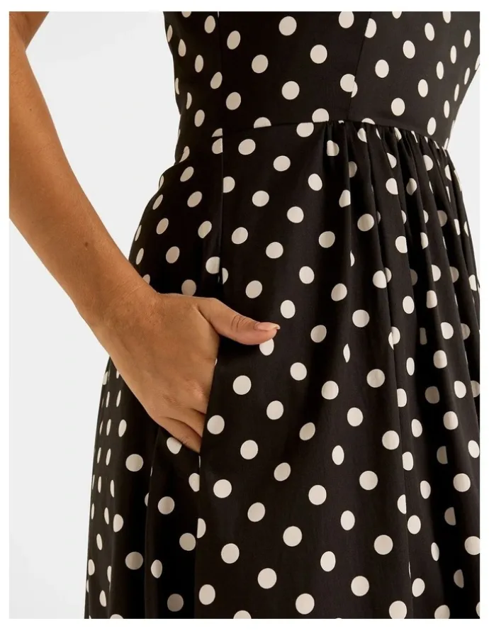 Review Ava Spot Maxi Dress in Black